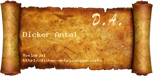 Dicker Antal névjegykártya